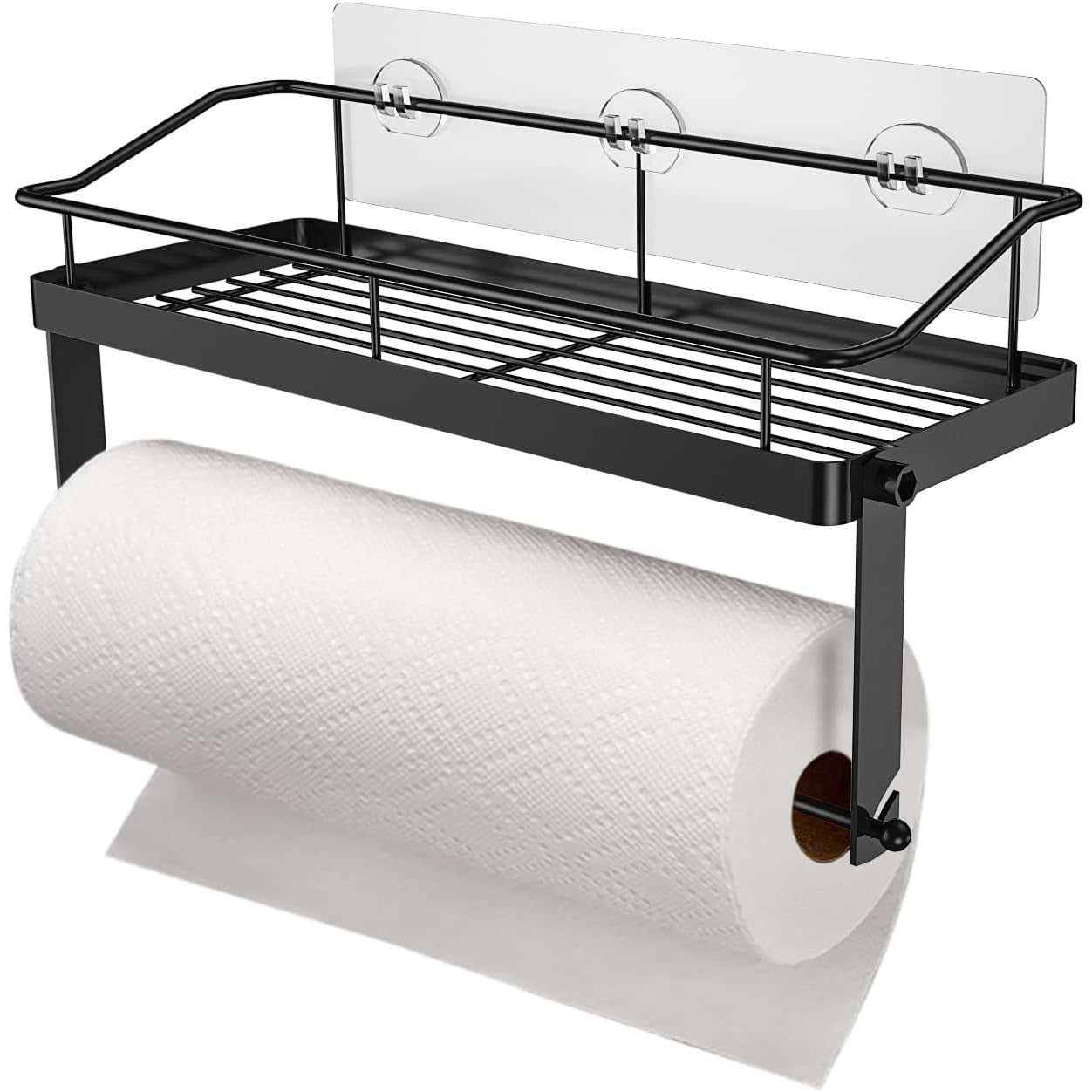 Suport Rola Hartie de Bucatarie Si Raft KD Home TidyRoll Pro, Negru Suport Rola Hartie de Bucatarie Si Raft KD Home TidyRoll Pro, Negru